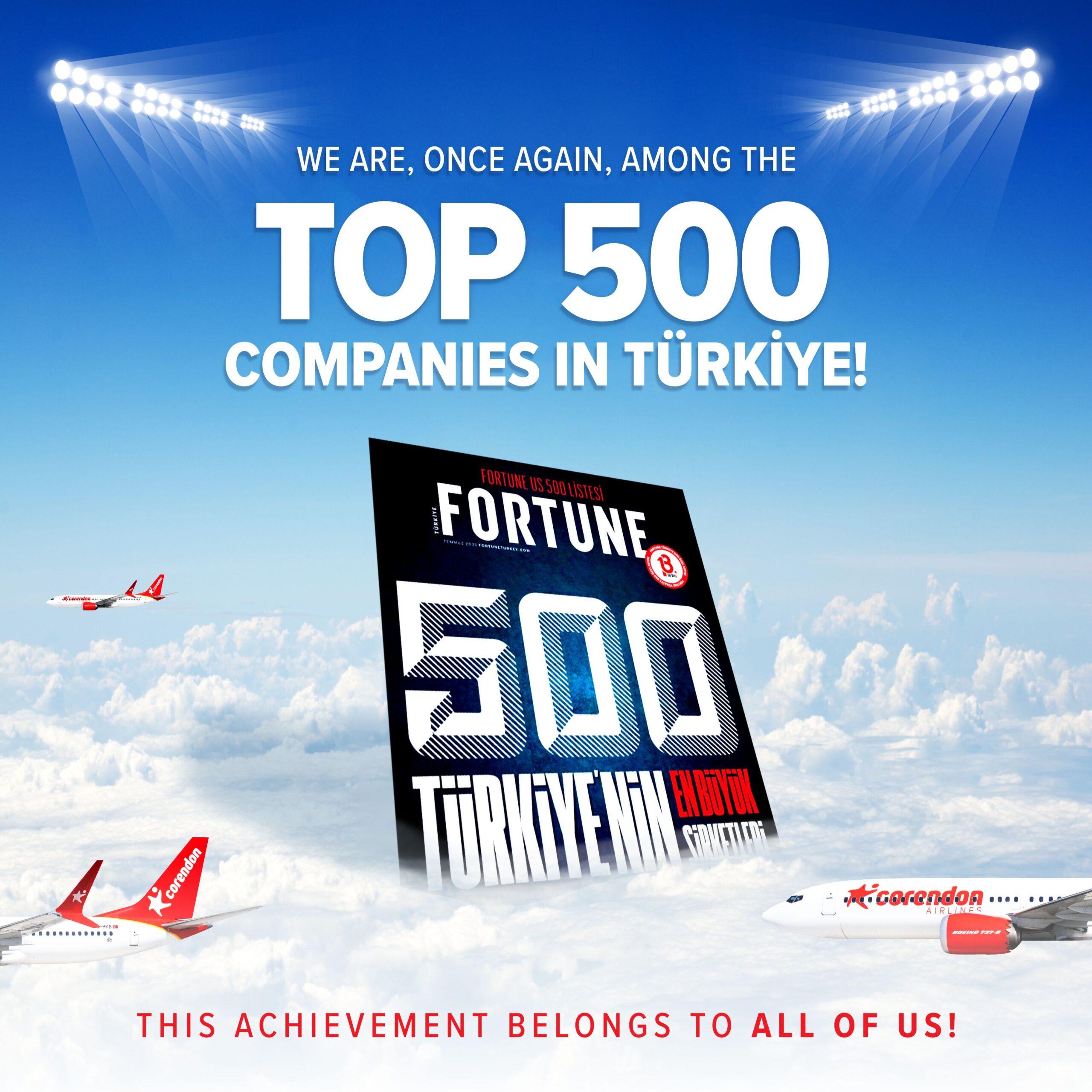 Corendon Airlines, Türkiye’nin En Büyük 500 Şirketi Arasında 